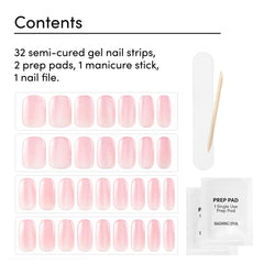 Dashing Diva Glaze Ballerina Blush application guide demonstrates the curved dome fit on nails.