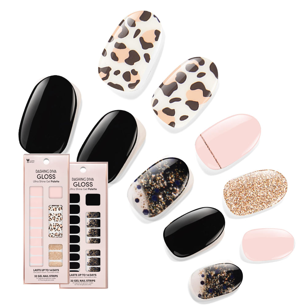 Dashing Diva gloss nail strips Cheetahlicious close-up showing glossy, long-lasting shine.