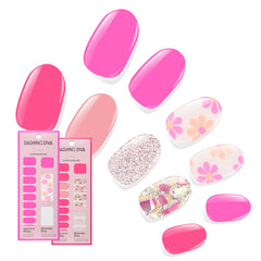 Dashing Diva gloss nail strips Coral Reef close-up showing vibrant pink shine and chip resistance