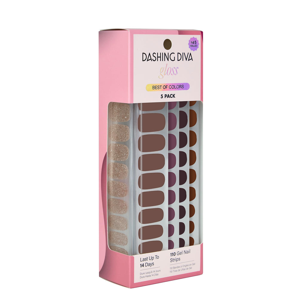 Dashing Diva Gloss Nail Strips packaging shows Browns collection for an easy at-home manicure.