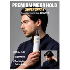 DASHU Mega Hold Spray nozzle close-up showing fine mist for even coverage.