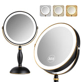DASLAVA 30x magnifying mirror front view for precise makeup application with adjustable lighting