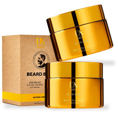 DayixCare beard balm jar closeup showing rich hydration for coarse facial hair