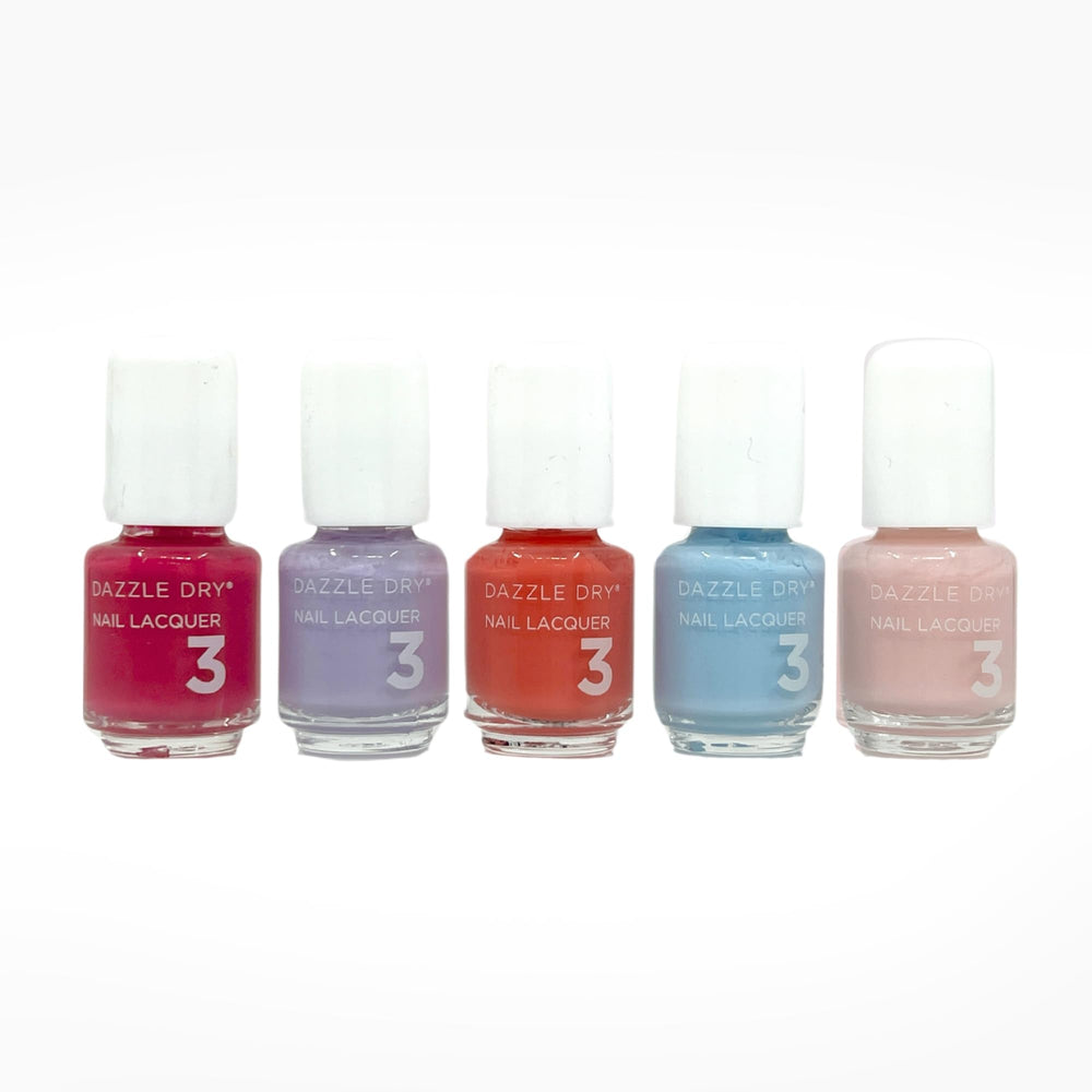Dazzle Dry Happy Hues Mini Flight shows five shades for salon-quality at-home manicures.