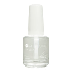 Dazzle Dry Top Coat bottle closeup shows fast-drying finish for quick manicures.
