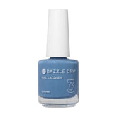 Dazzle Dry Varsity Blues bottle closeup highlights quick-dry cream finish.