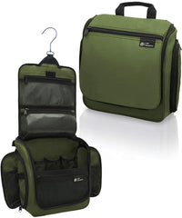 DD D&D Wanderlust hanging toiletry bag open reveals 10 compartments for quick item access.