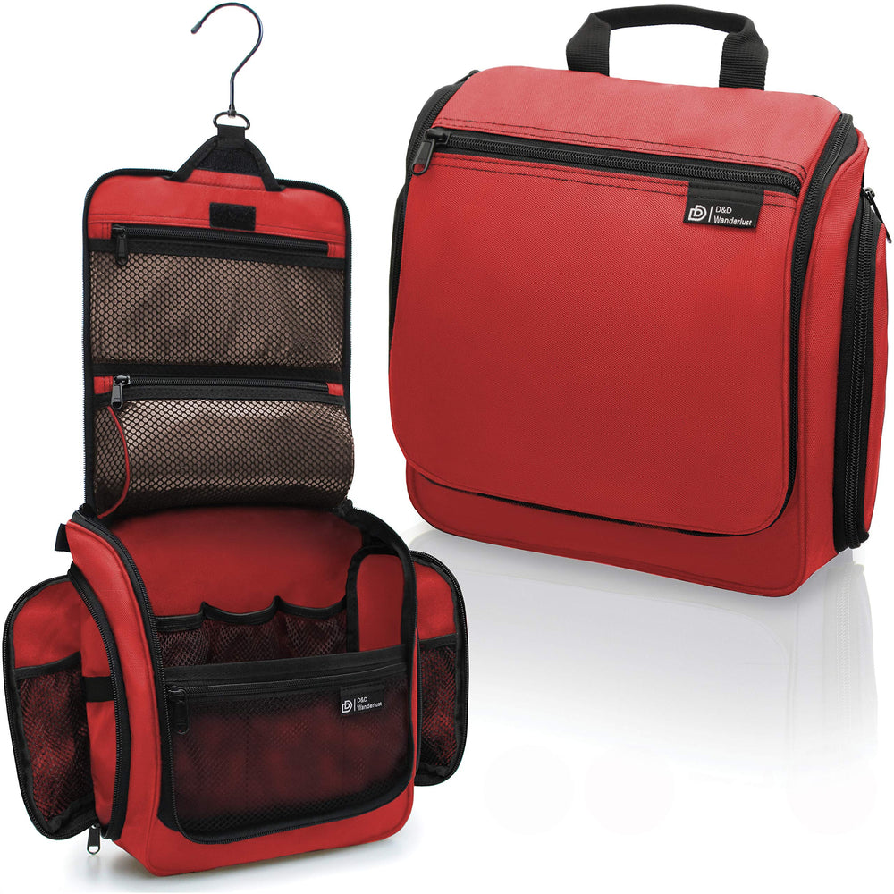 DD D&D Wanderlust hanging toiletry bag velvet maroon shows travel-ready durability.