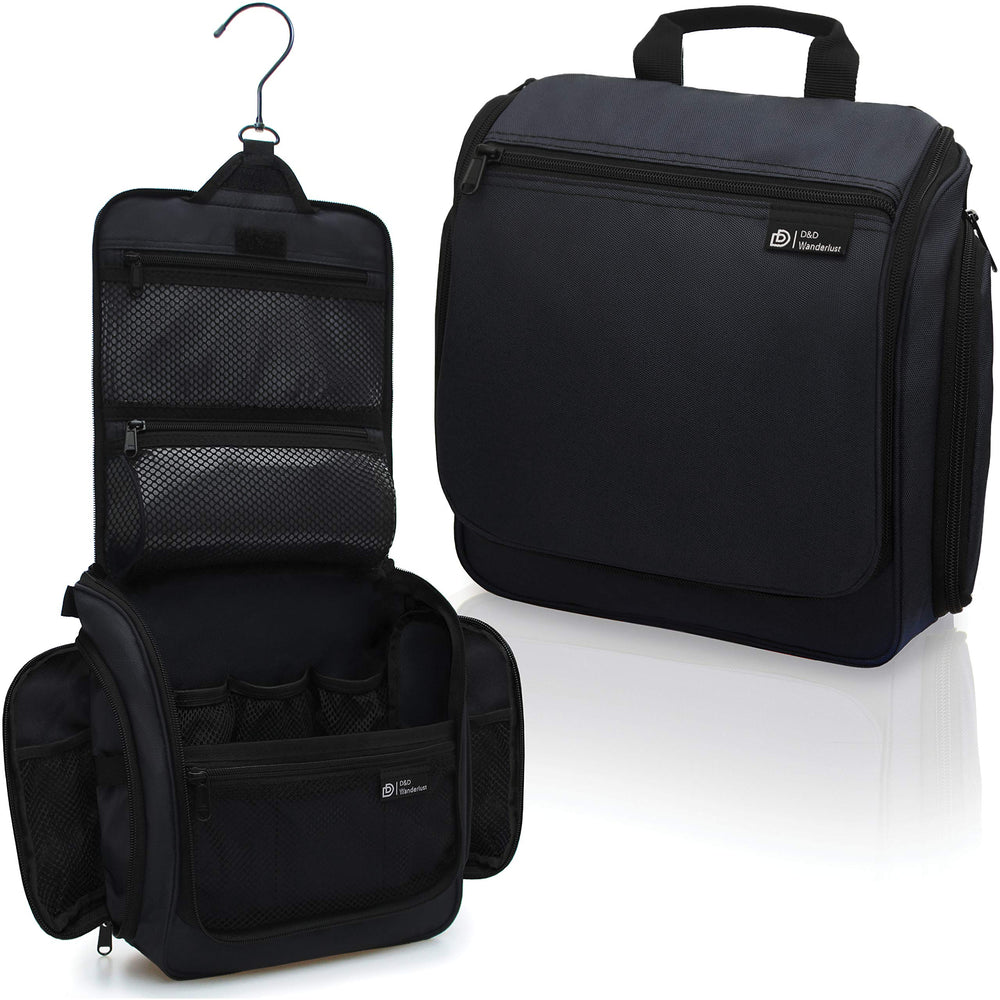 DD D&D Wanderlust hanging travel toiletry bag shows organized compartments for quick access.