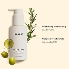 De:maf All Day Glow cleanses waterproof makeup without irritation for a clean feel.