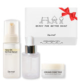De:maf Welcome Kit setup shows the full 3-step routine for sensitive skin hydration.