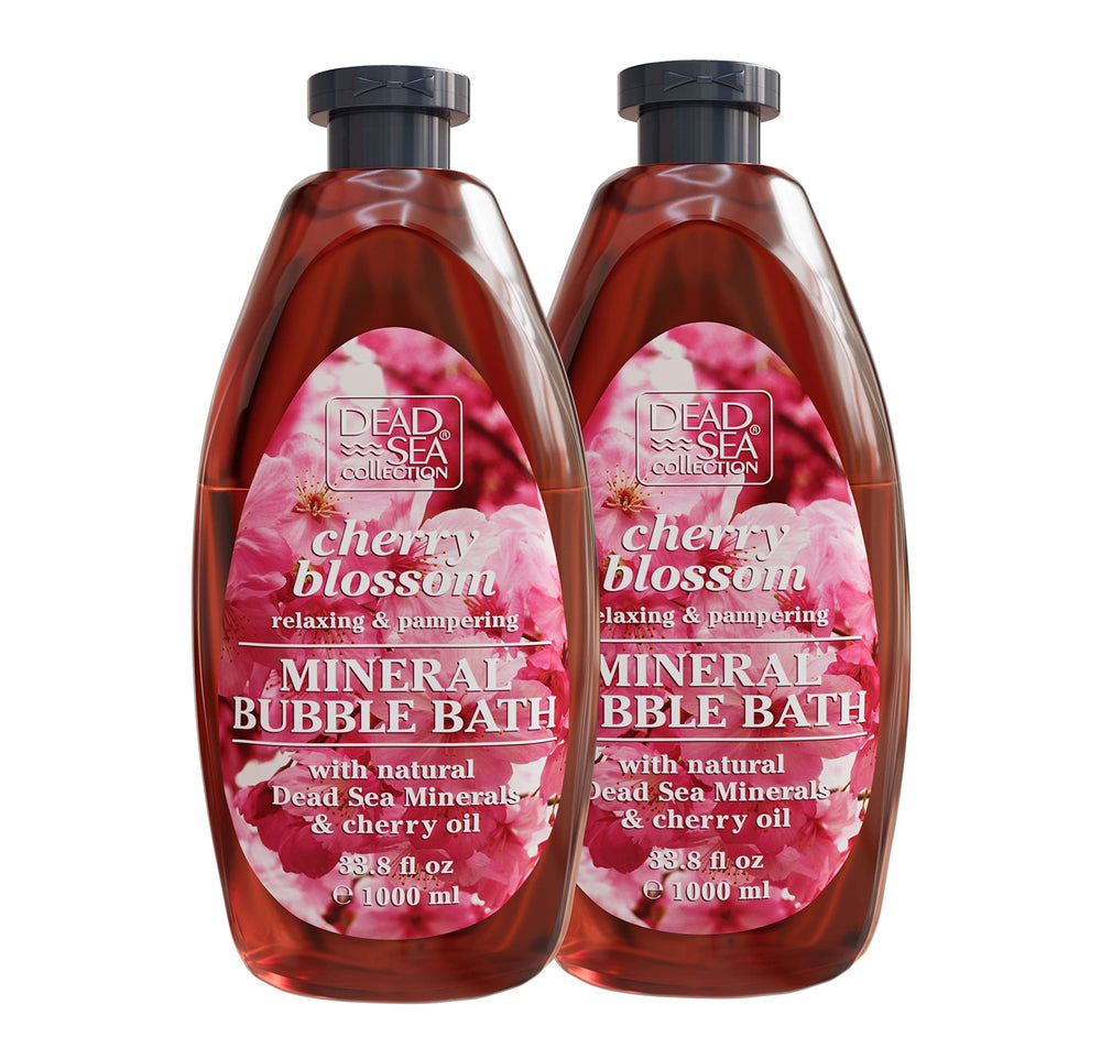 Dead Sea Collection bubble bath bottle with cherry seeds oil promotes hydration