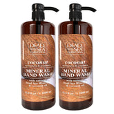 Dead Sea Collection hand soap coconut—front bottle display, two-pack set promoting moisturizing cleansing.