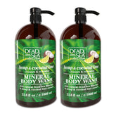 Dead Sea Collection hemp coconut lime body wash bottle front shows mineral-rich formula for nourished skin.