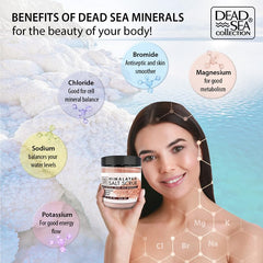Dead Sea Collection Himalayan Salt Scrub bottle with eco-friendly packaging on display.