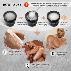 Dead Sea Collection Salt Body Scrub Sandalwood being massaged into skin for exfoliation.