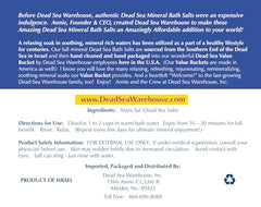 Dead Sea Warehouse Amazing Minerals Bath Salts dissolving in water for a detoxifying, relaxing bath.