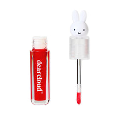 Dearcloud Miffy Lip Serum Jelly tinted gloss swatch showing moisture and shimmer