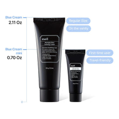 DearKlairs Midnight Blue Calming Cream texture swatch shows lightweight, fast-absorbing formula