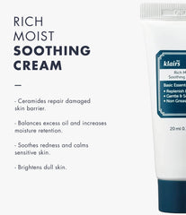 DearKlairs Rich Moist Soothing Cream texture highlights creamy spreadability for comfortable daily moisture