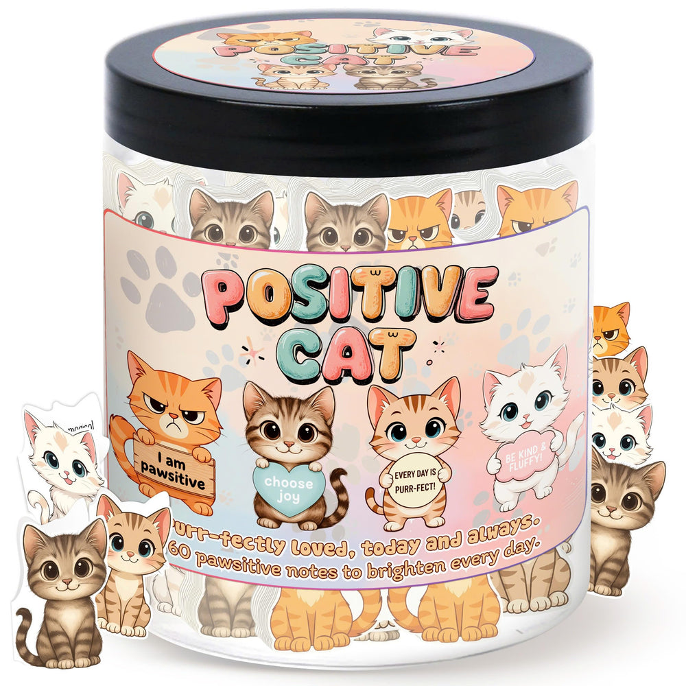 DEARMINE Positive Cat Jar with 60 affirmations for mindful moments
