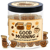 DEARMINE Positive Coffee Jar ready for daily encouragement on a desk.