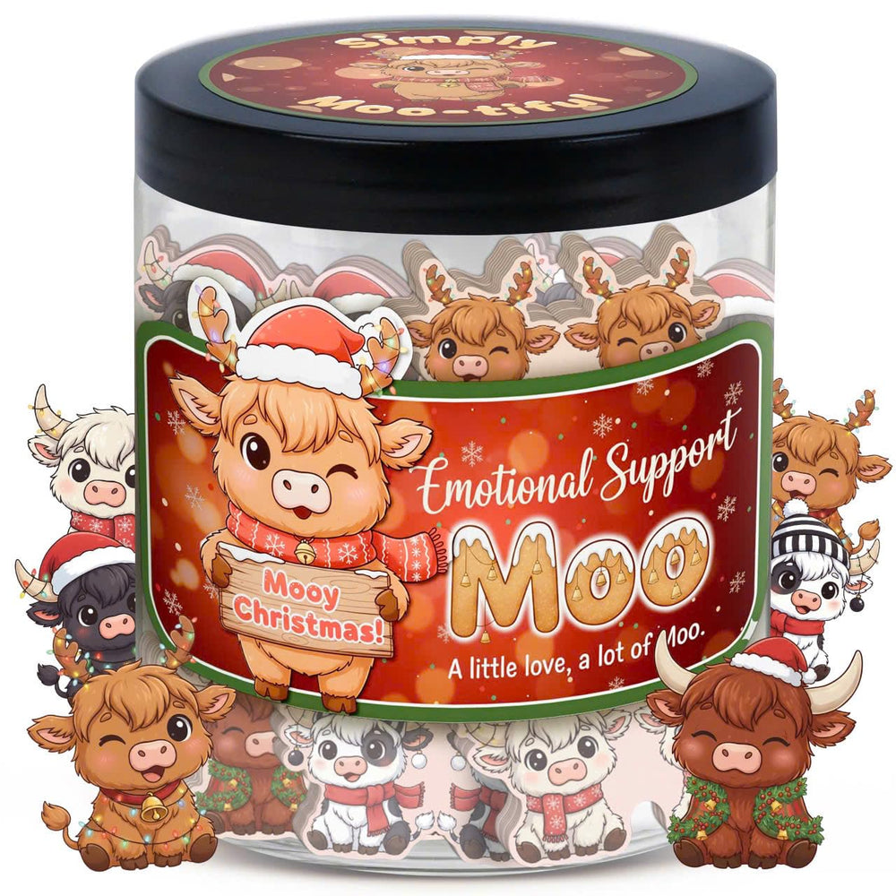 DEARMINE Positive Cow Jar packaging features a cozy Highland cow design for daily uplift.