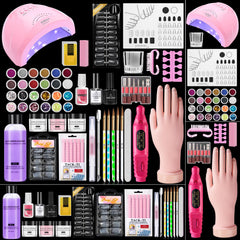 Deciniee acrylic nail-kit beginners setup with lamp enables easy home manicure practice.