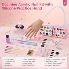 Deciniee acrylic powder set delivers durable color and strong adhesion for nail practice.