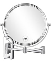 DECLUTTR 8-inch wall-mounted magnifying mirror with extended arm for flexible positioning.