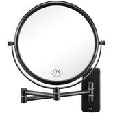 DECLUTTR wall-mounted makeup mirror showing 8-inch double-sided view for makeup application
