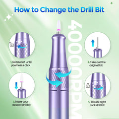 DEDNMSCA Sparkly Nail Drill kit includes 12 professional bits for trimming.