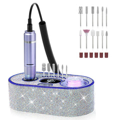 DEDNMSCA Sparkly Nail Drill with LCD display for precise speed control.