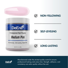 DeEnti acrylic nail powder swatch application demonstrates smooth coverage