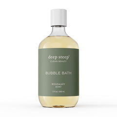 Deep Steep Bubble Bath Rosemary Mint bottle front for soothing skin comfort during soak