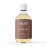 Deep Steep Bubble Bath Vanilla Coconut bottle shows soothing, creamy lather for irritated skin