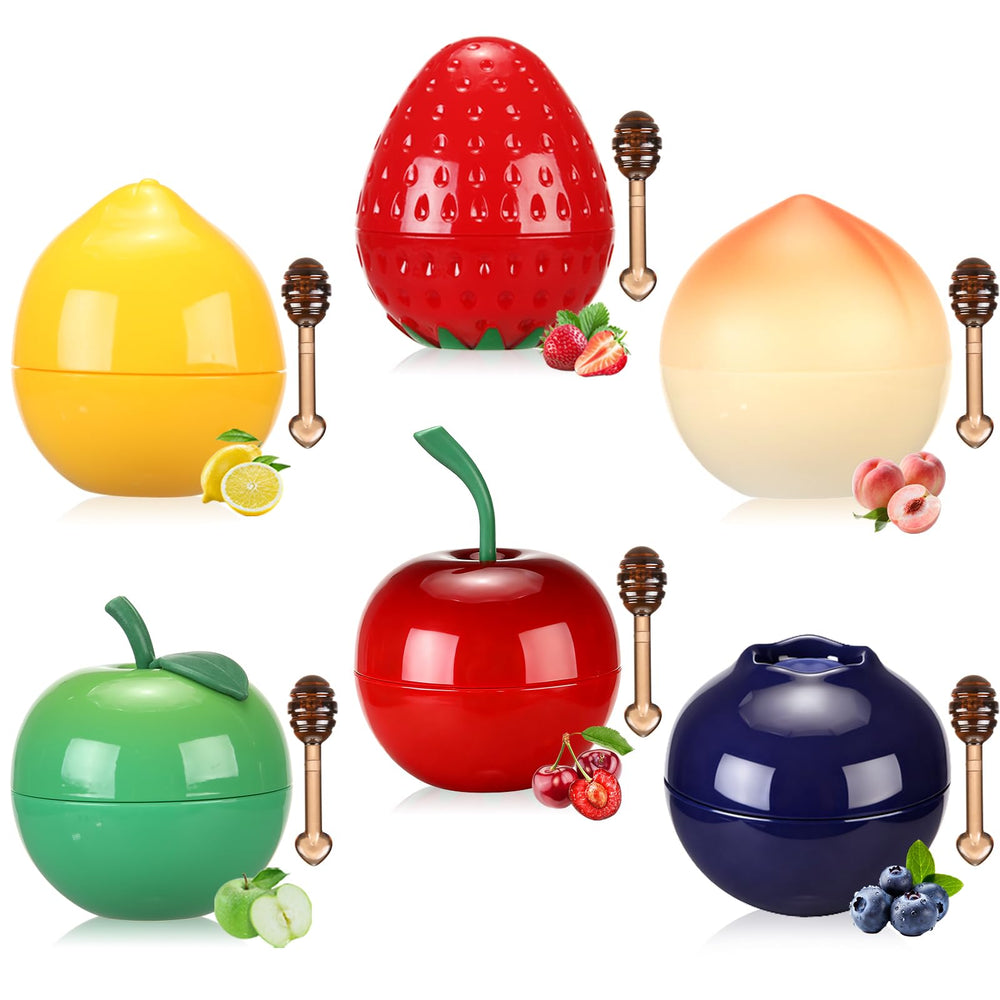 Deepmind 6pcs mini bee lip balm strawberry pot for soft, moisturized lips all day