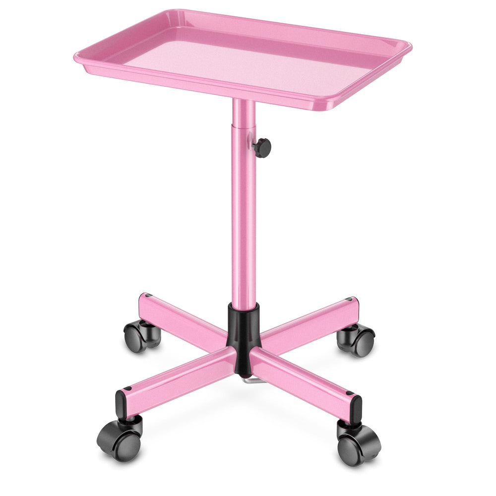 DEER BEAUTY salon tray wheels pink front view for easy mobile service