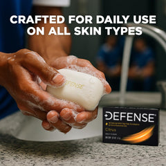Defense Soap citrus bar lather closeup highlighting rich foam for dirt removal.