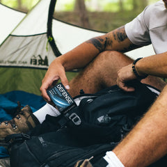 Defense Soap Tea Tree Bar Dirt Removal illustrates cleaning dirt and sweat from athletes.