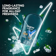 Degree Cool Rush scent close-up bottle highlighting arctic freshness.