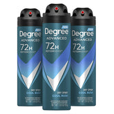 Degree Men Cool Rush dry spray front view shows quick-dry action for active days
