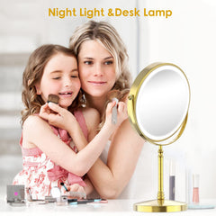 DEIOVWXS lighted makeup mirror shows 1x/10x magnification for precise makeup details