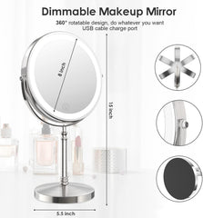 DEIOVWXS lighted makeup mirror 10x magnification helps inspect details like lashes and brows