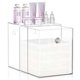 Delamu Clean Skin Club Face Towels Holder front view, compact towel storage for a tidy vanity.