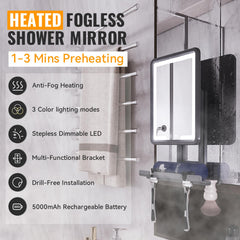 DeLanges fogless mirror demonstrates PI heating under steam for clear visibility