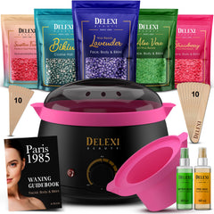 DELEXI premium wax warmer shown for safe at-home sessions