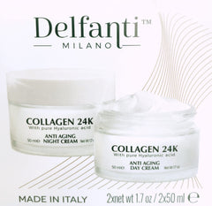 Delfanti Milano 24K Gold and Hyaluronic Acid formula highlight the glow and plump potential.
