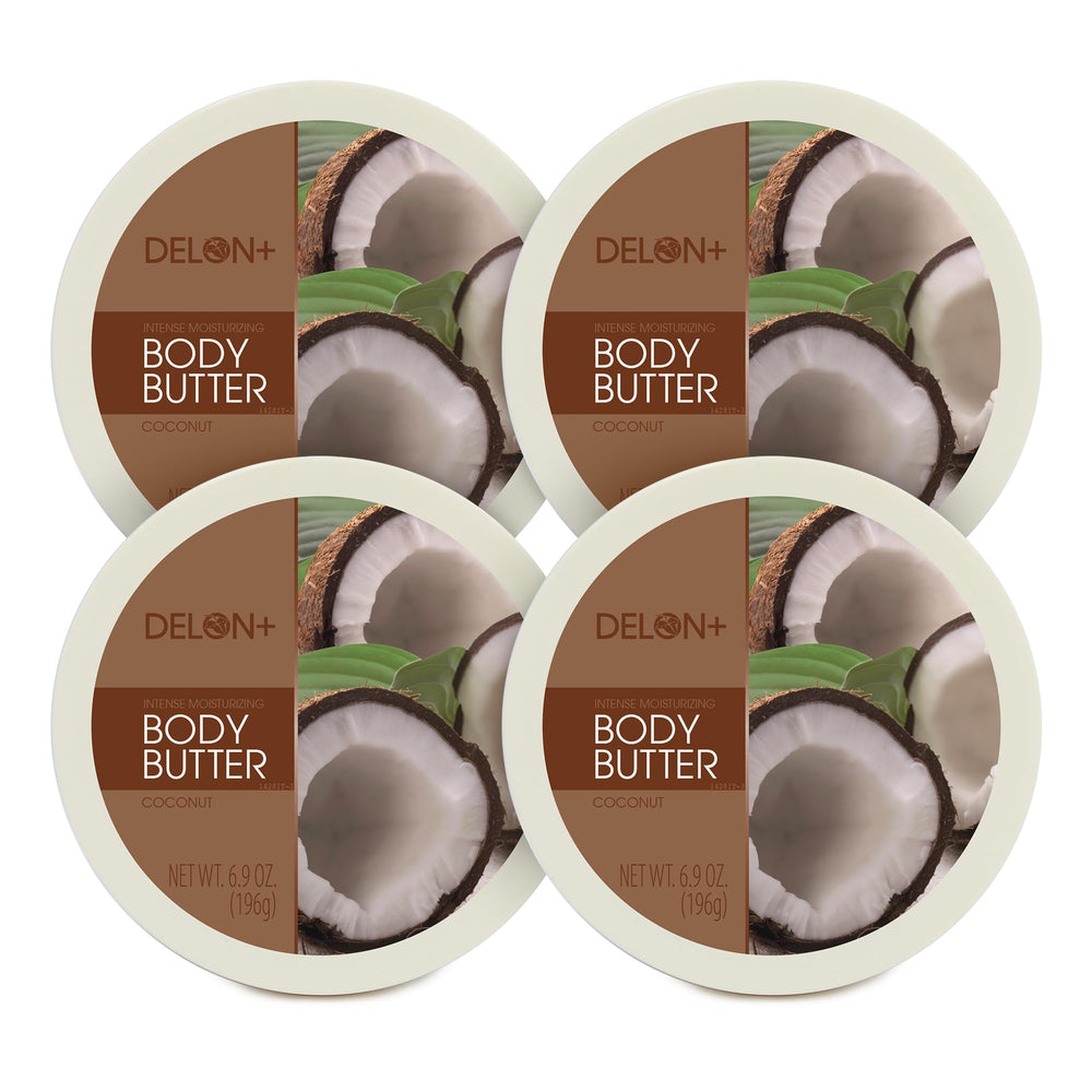 DELON Intense Moisturizing Body Butter coconut jar closeup for deep hydration