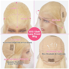 Deloni 613 blonde human hair 200 density wig shows voluminous, full silhouette
